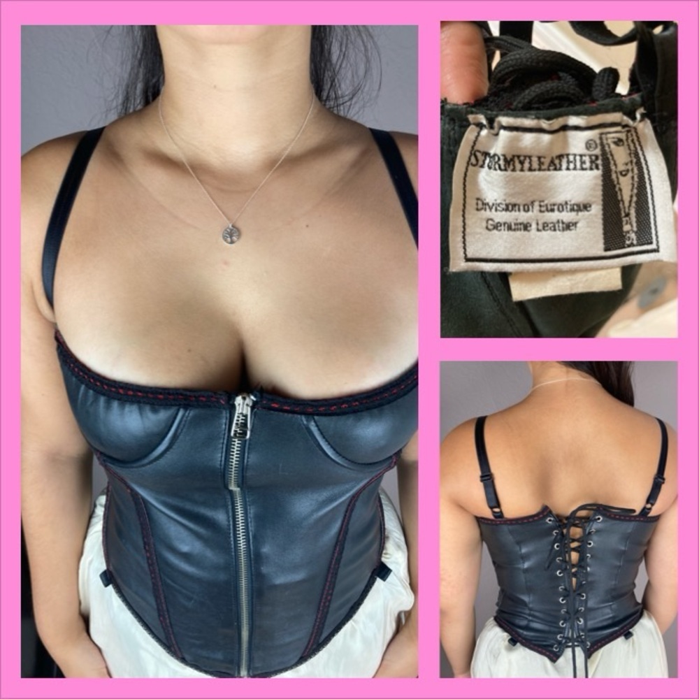 Stormy Leather Black Leather Corset Camisole Tank - NWOT